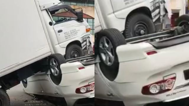 pemandu terkejut lori hempap dua kereta, keluar simpang ‘last minute