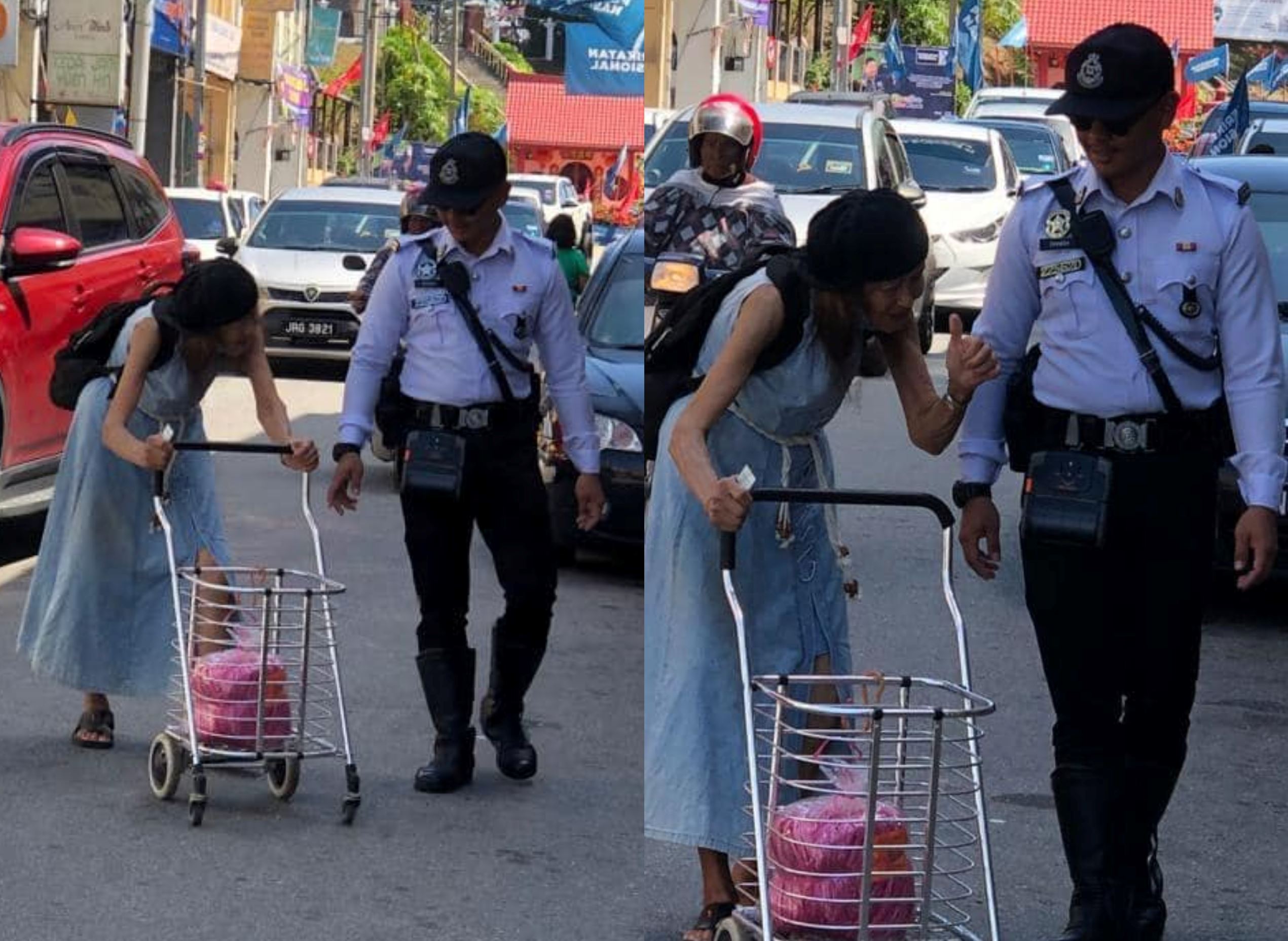 m’sians commend traffic police for going above and beyond to help elderly woman safely cross the road