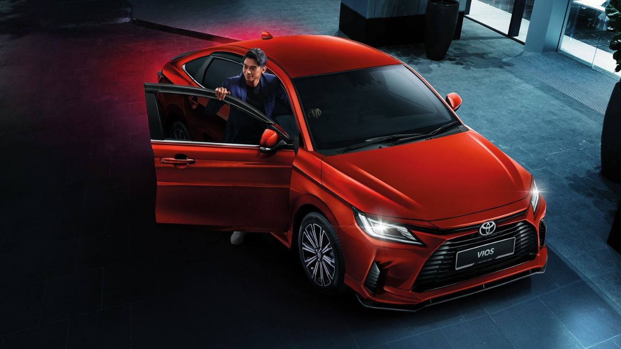 the new Toyota Vios in Red