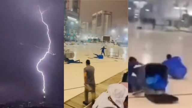 jemaah lari untuk berlindung, alami cuaca buruk di makkah