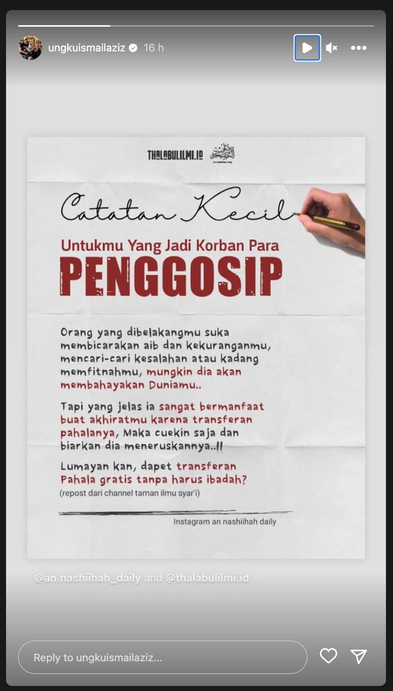 suami nad zainal kongsi kata-kata buat penggosip dan penyebar fitnah