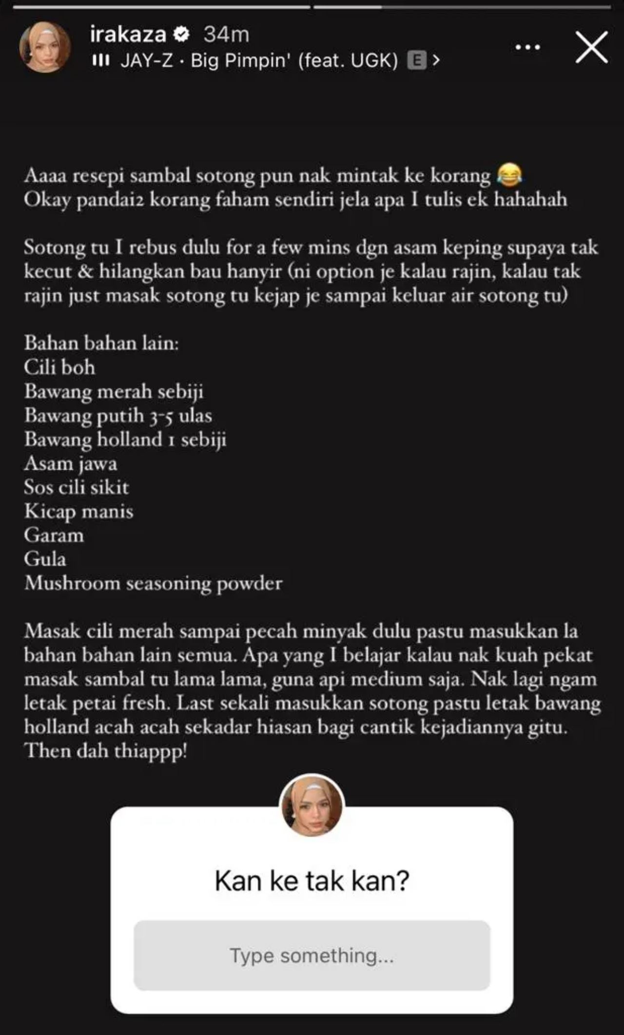 ira kazar share resipi sambal sotong favorite suami tercinta, syamsul yusof