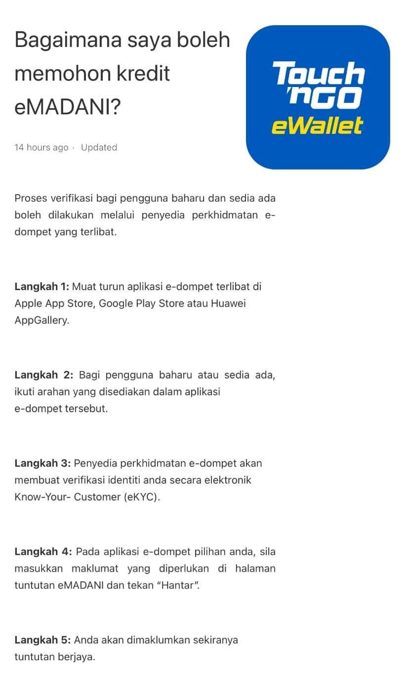 ada 4 platform online, ini cara nak tebus rm100 e-wallet pada yang layak