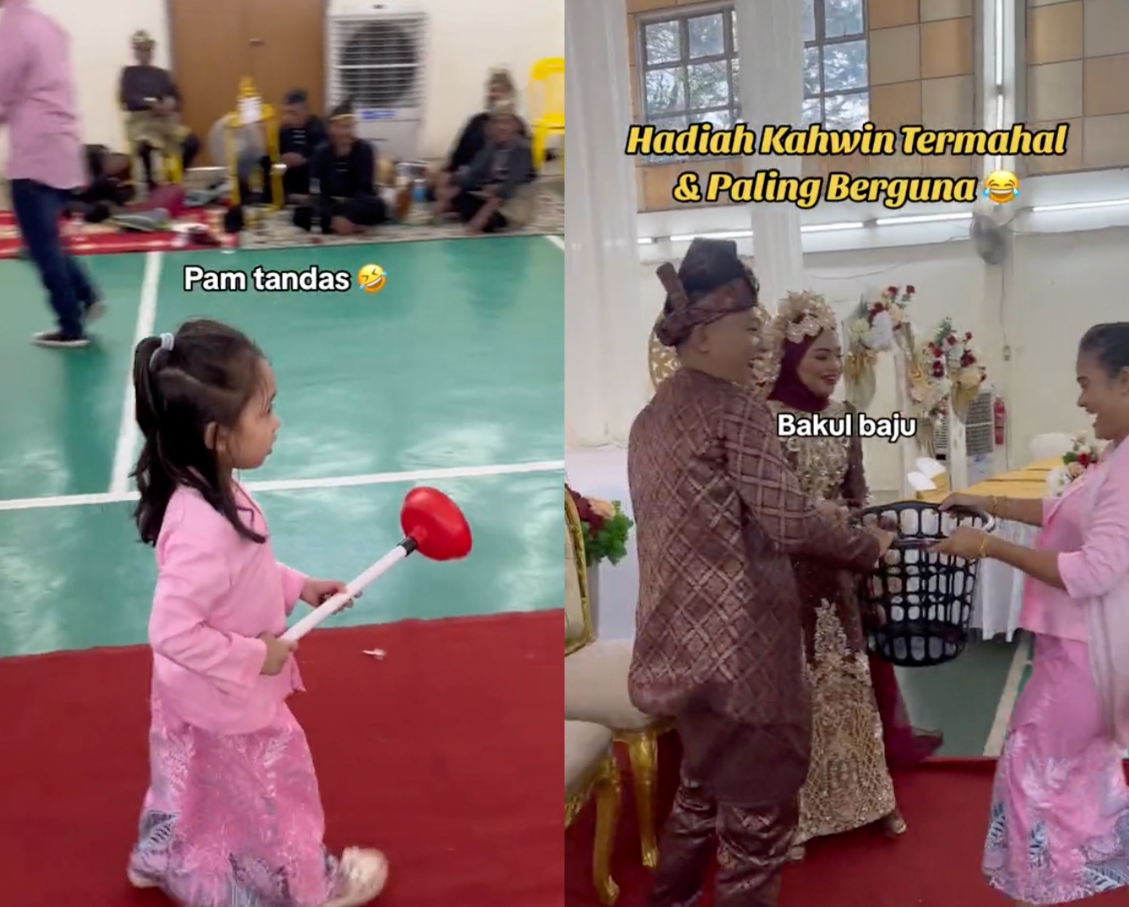 newlyweds in kedah receive salt, broom, plunger, and more as wedding gifts, amusing m’sians!