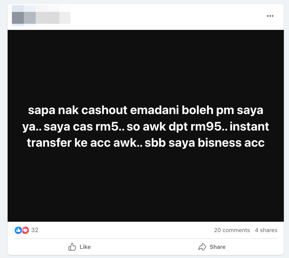 hati-hati dengan penipuan ‘cash out’ kredit emadani di media sosial