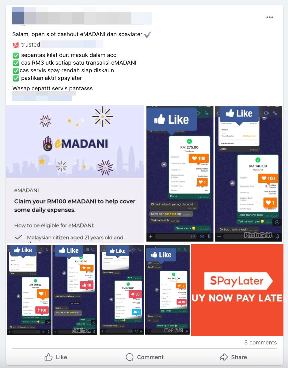 hati-hati dengan penipuan ‘cash out’ kredit emadani di media sosial