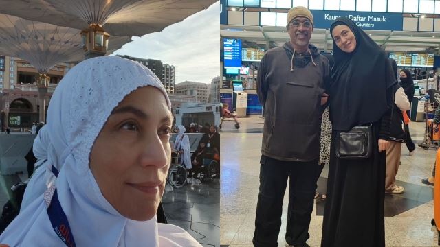 sabri yunus, angeline tan bertolak ke tanah suci, jalani ibadah umrah