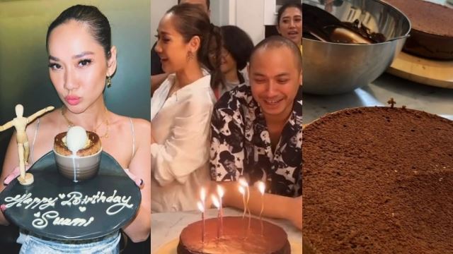 bunga citra lestari masuk dapur, buat kek untuk hari jadi suami