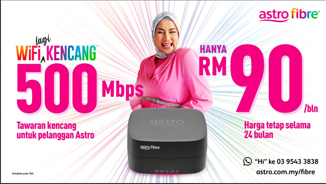 promosi wifi kencang astro fibre lina pompom 500mbps