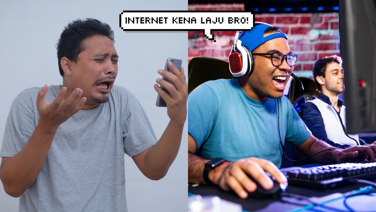 Two gamers playing mobile games using Astro Fibre