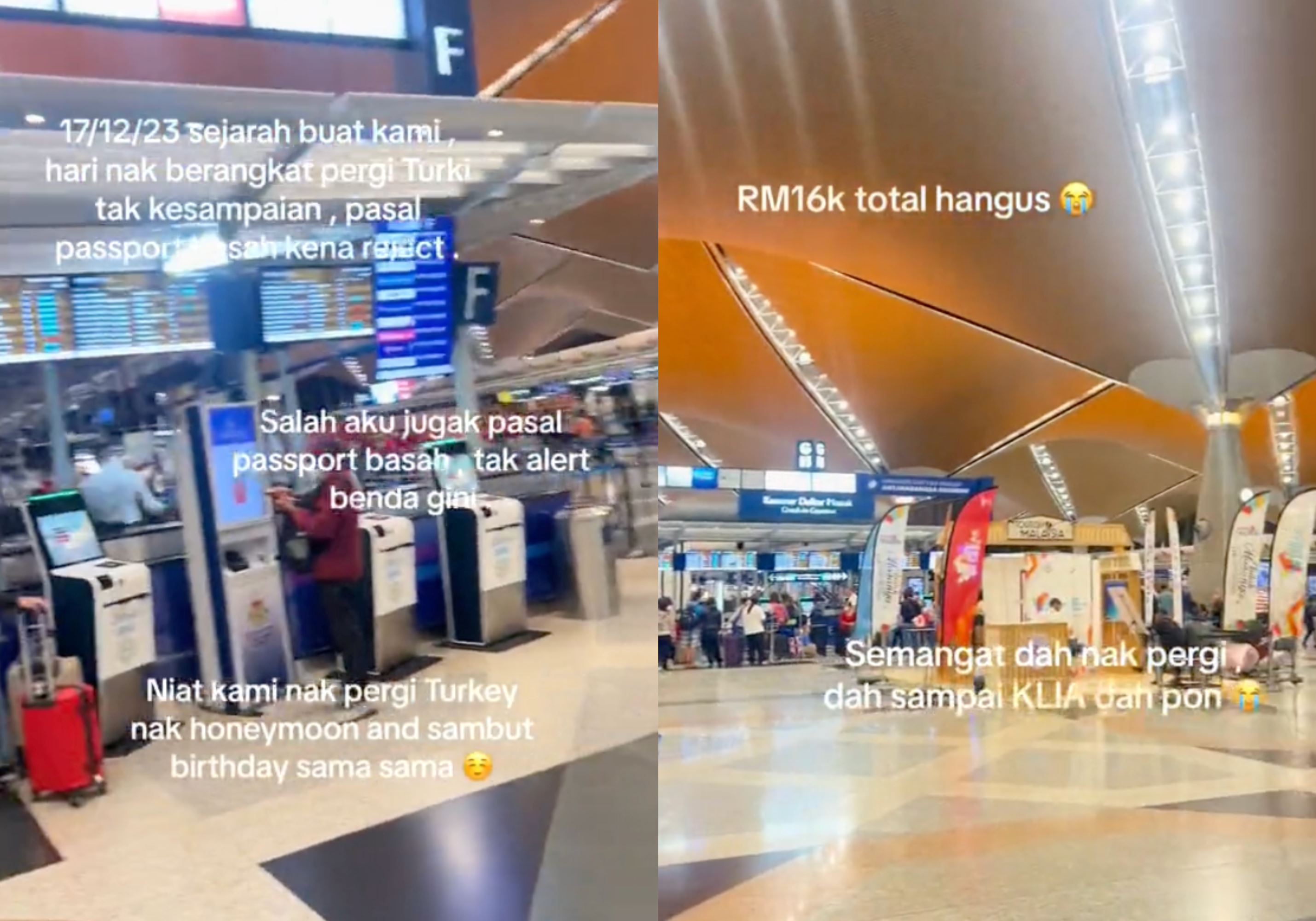 newlyweds' honeymoon turns nightmarish as husband's passport gets soaked in rain