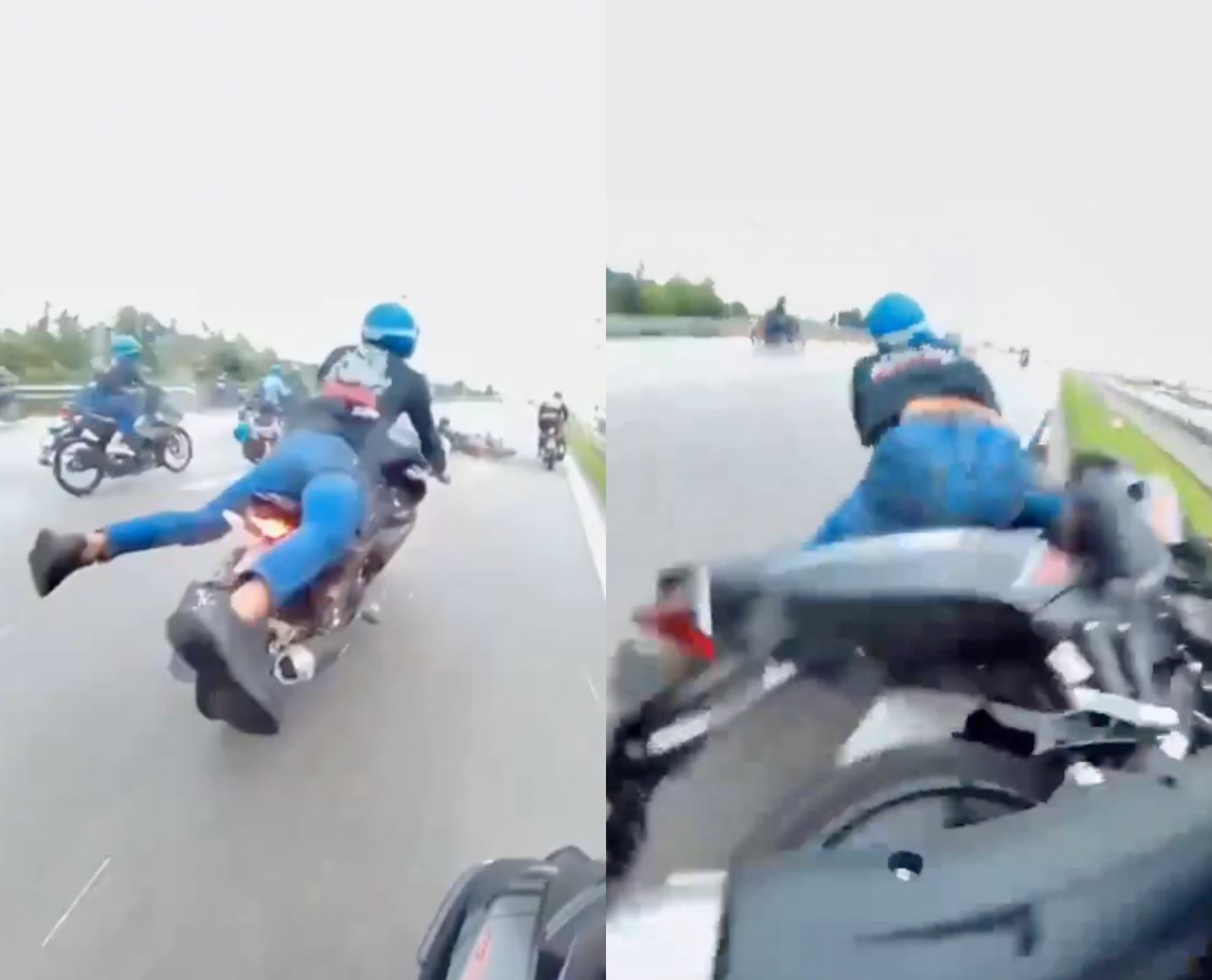 four individuals' failed attempt at 'superman' on lpt1 causes accident, detained by police