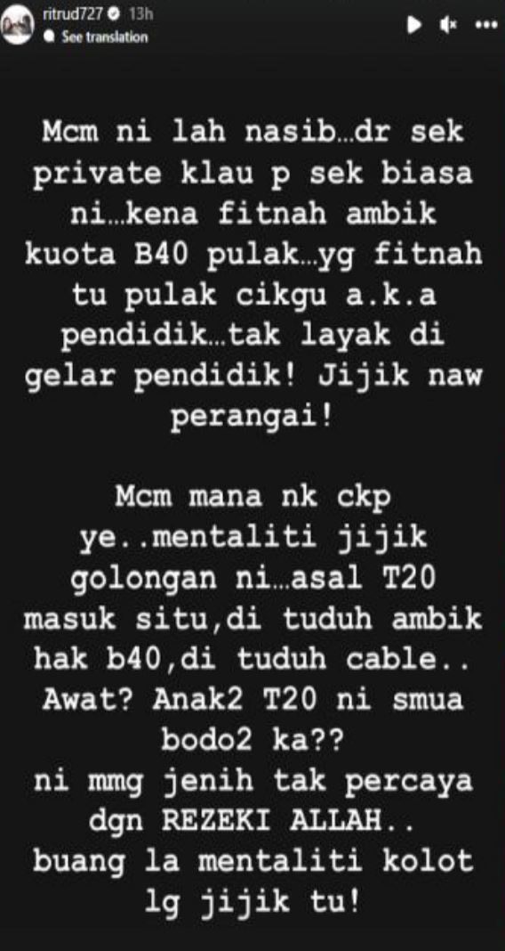 rita rudaini tuntun guru wanita membuat permohonan maaf