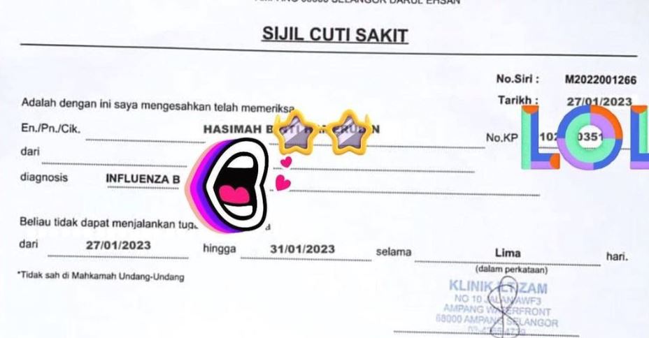 ampang clinic files police report after woman forges mc and gave herself 5 days off