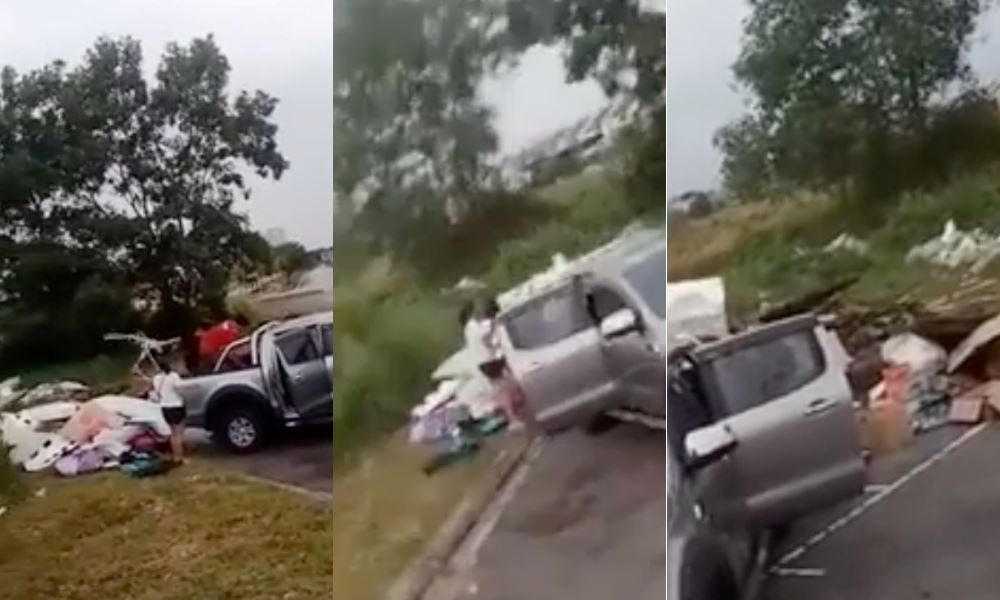 individuals caught dumping heaps of trash at the side of the road, netizens furious!