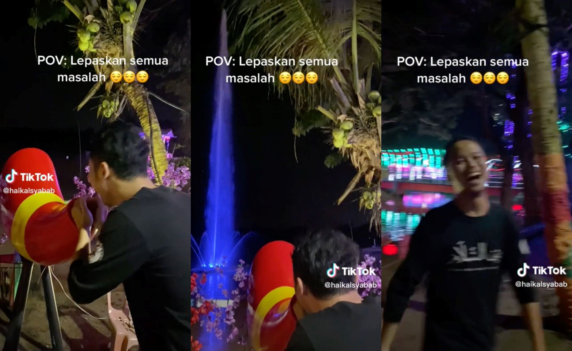 “so satisfying!” m’sian releases stress, screams until fountain sprouts several feet into the air