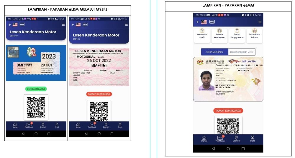 lapan aksara belakang lesen kini jadi kod sekuriti lesen memandu digital