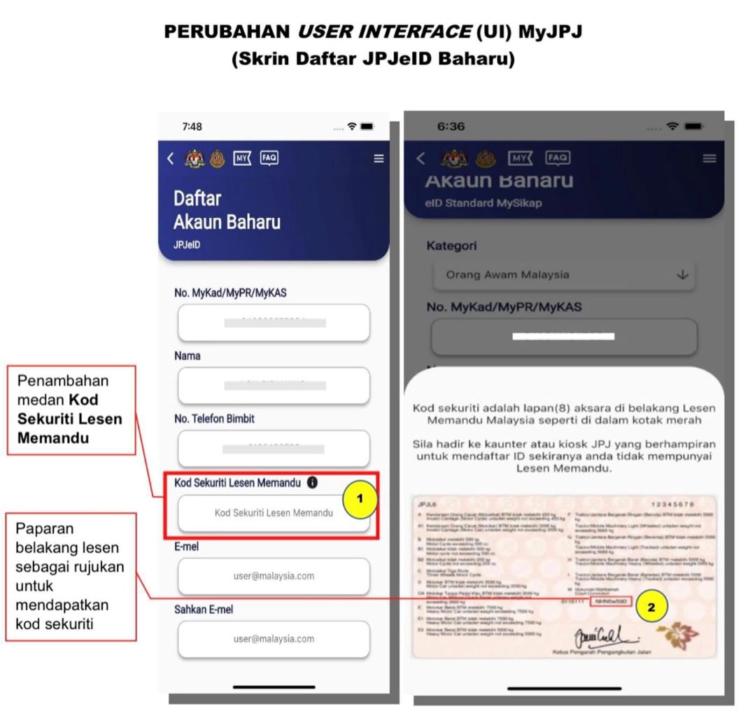 lapan aksara belakang lesen kini jadi kod sekuriti lesen memandu digital