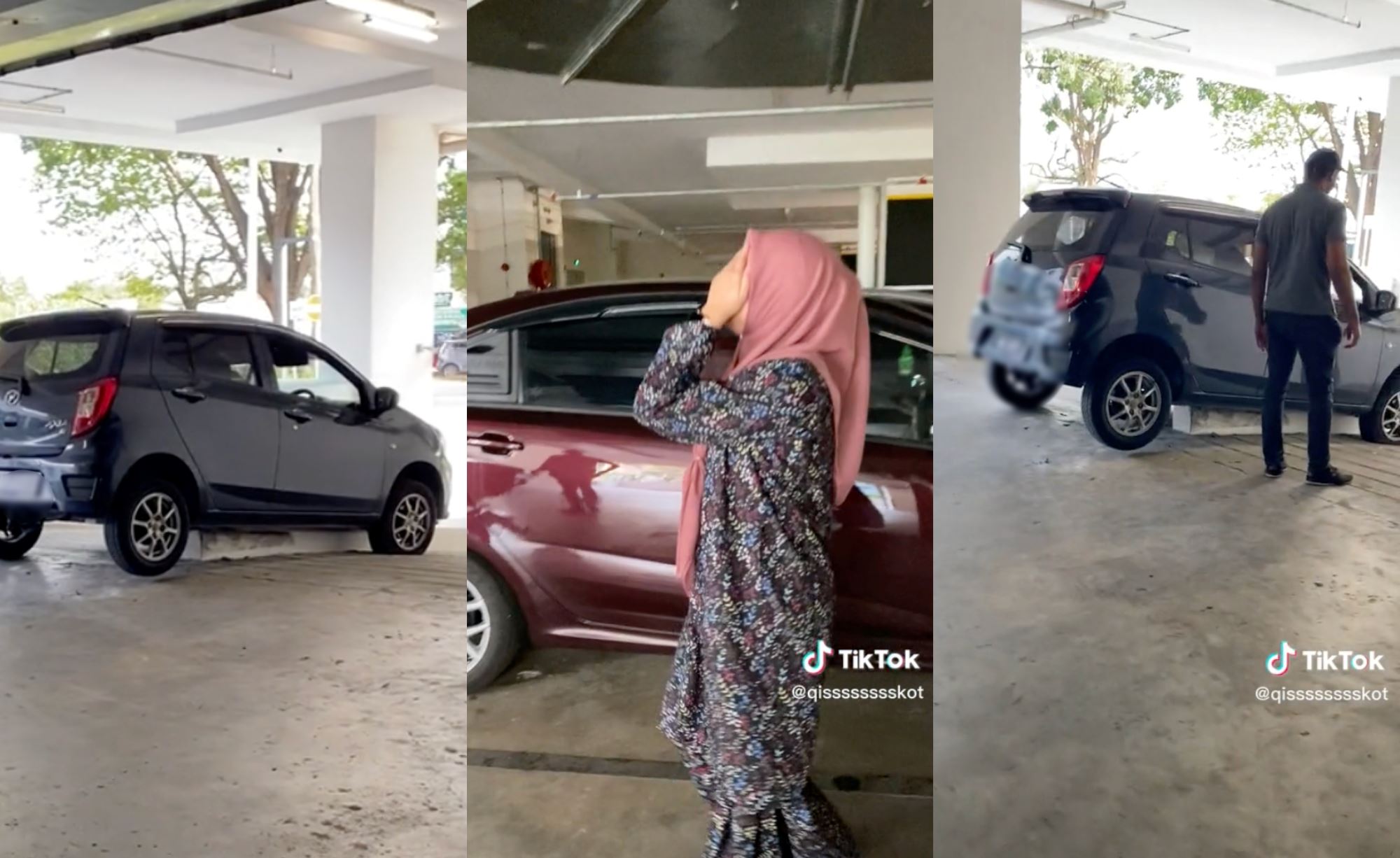 video of car “hanging” on divider went viral, m’sians amused