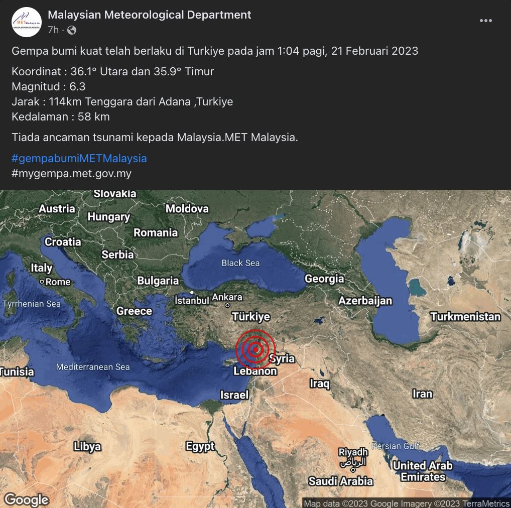 satu lagi gempa bumi kuat melanda sempadan turkiye-syria, ratusan cedera!