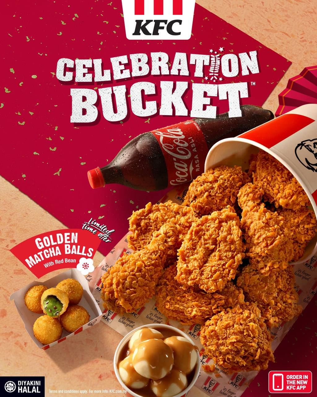 KFC’s celebration bucket and Golden Matcha Balls