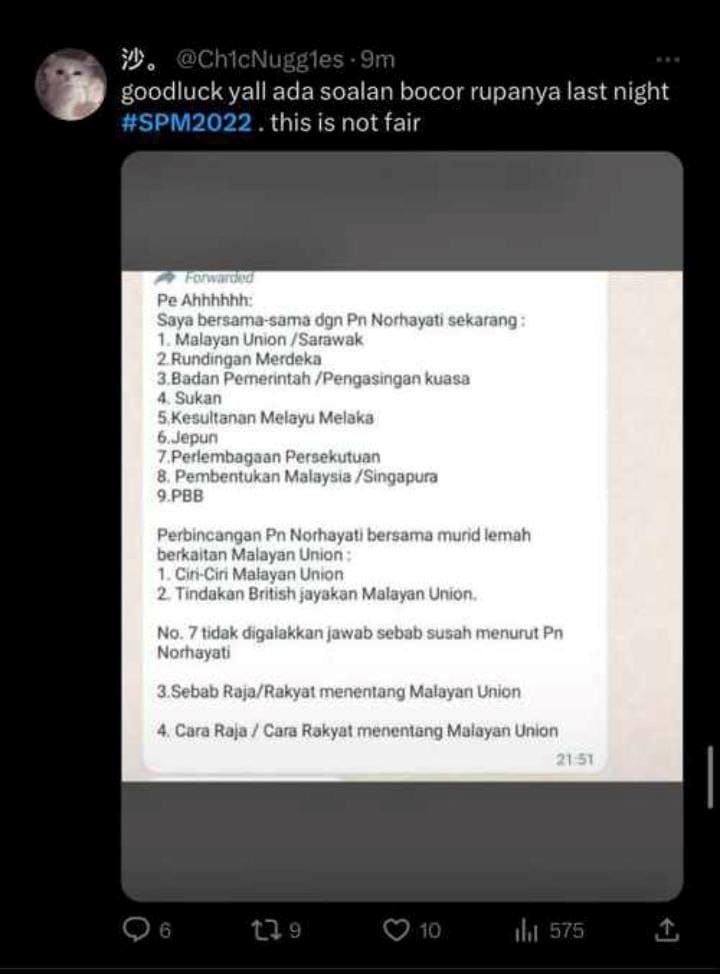 kecoh ada soalan bocor sejarah spm2022, ramai pelajar luah rasa kecewa!