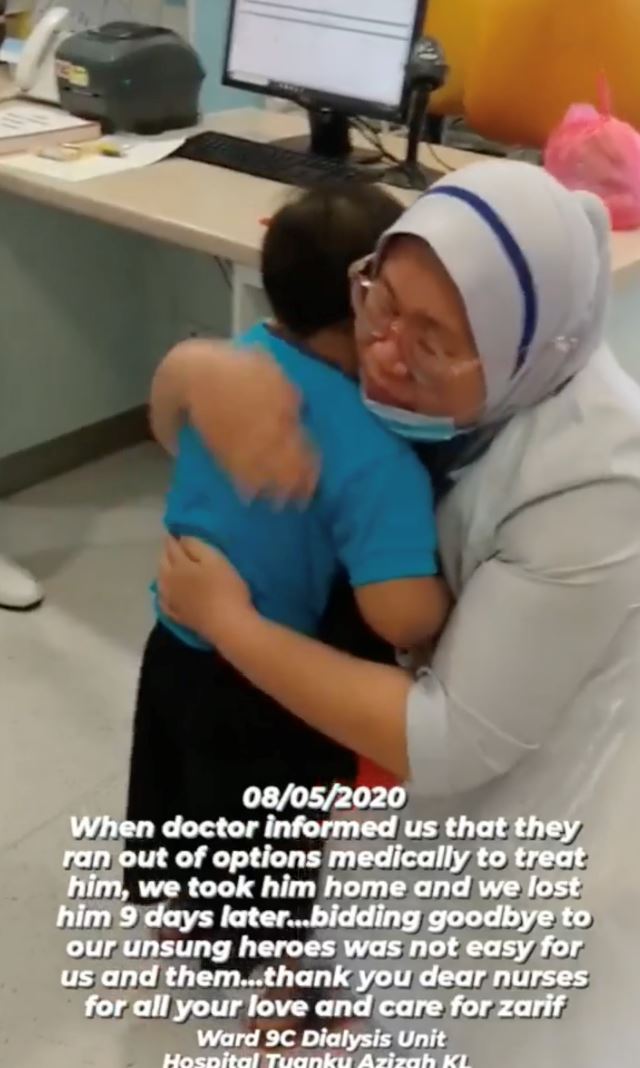 doktor kata tiada rawatan, ciuman terakhir nurse pada adik zarif buat ramai sebak