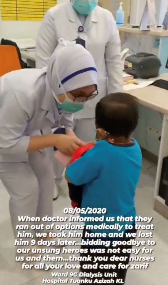 doktor kata tiada rawatan, ciuman terakhir nurse pada adik zarif buat ramai sebak