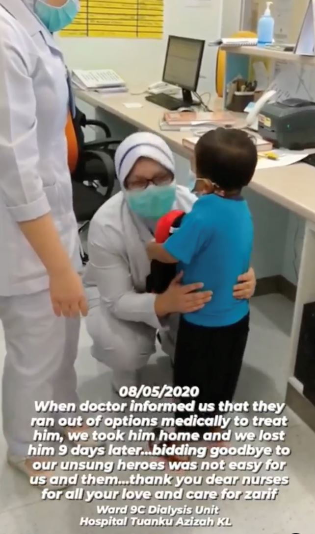 doktor kata tiada rawatan, ciuman terakhir nurse pada adik zarif buat ramai sebak