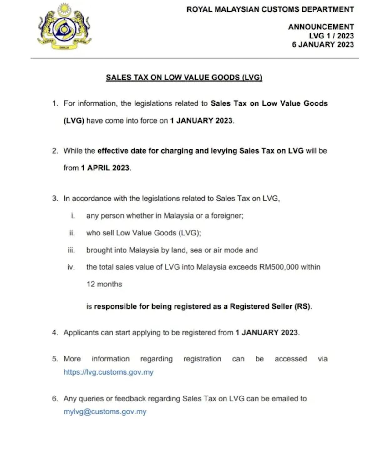 【4月1日起】海外购物少于rm500需缴税！