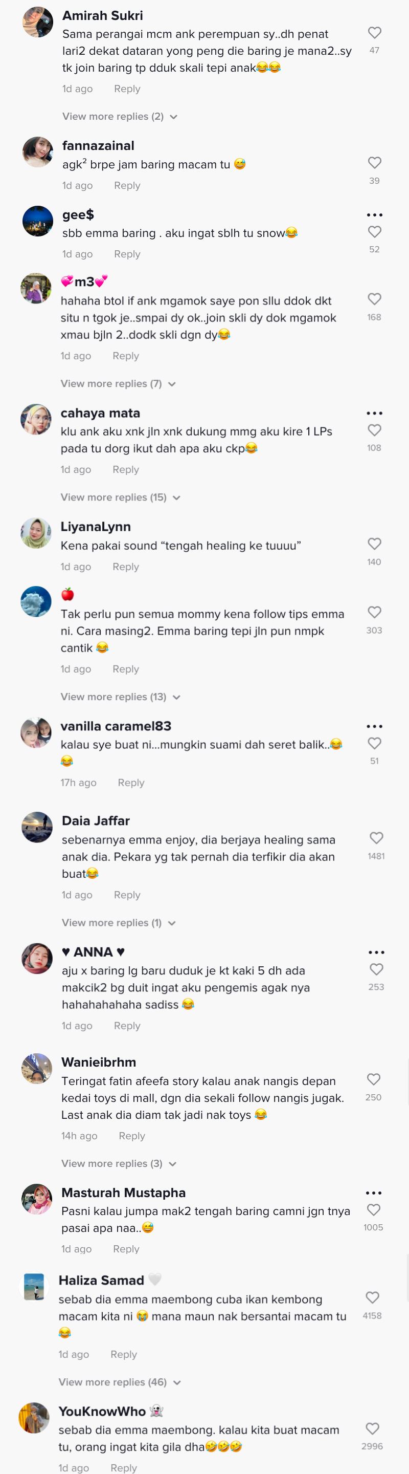 emma maembong sempoi layan anak sama-sama baring atas jalan 