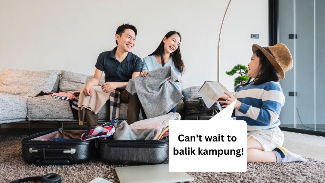 Asian family packing for holiday