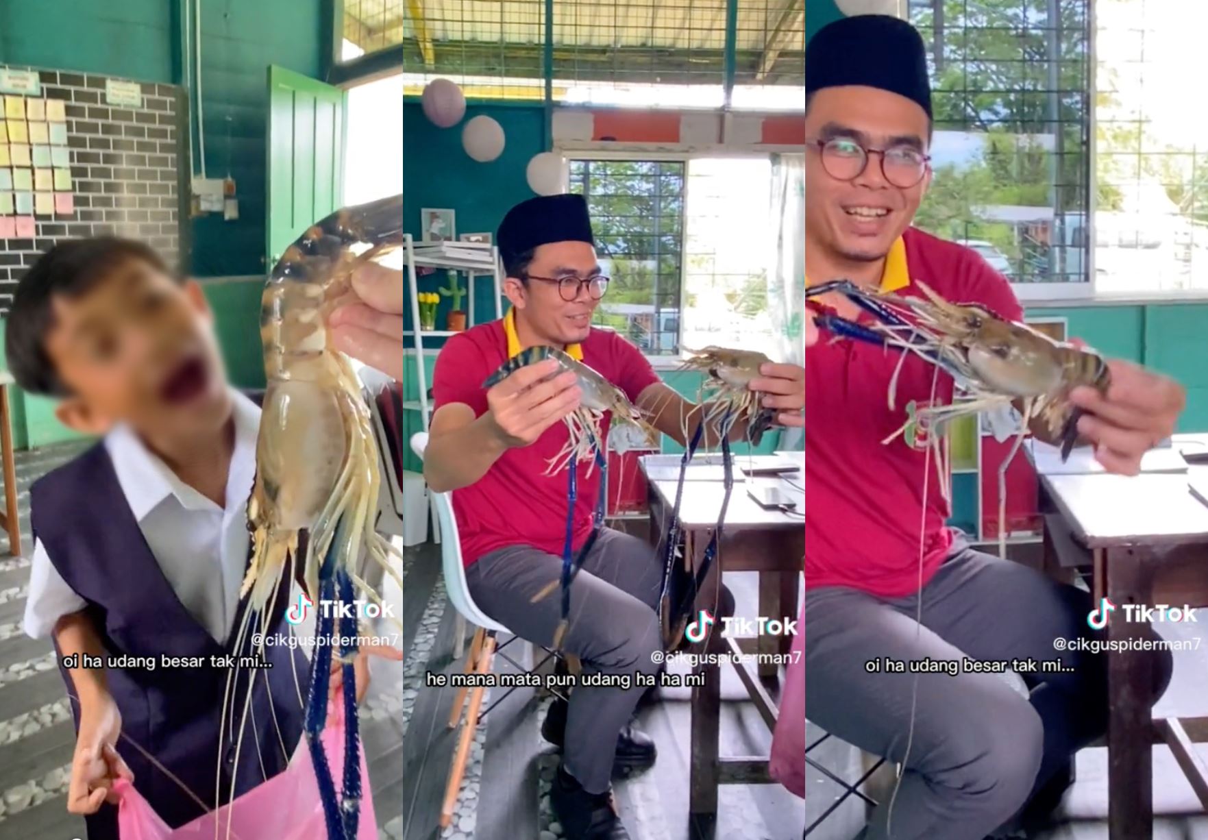 student in sarawak brings giant ‘udang galah’ to school for his favourite teacher