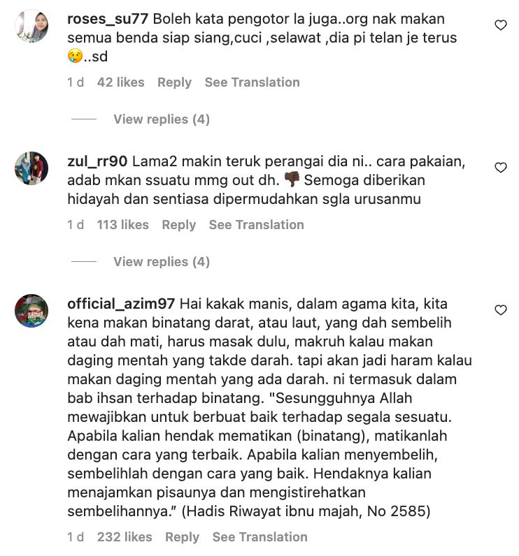 “yakinnya kamu,” makan sotong dan udang hidup, masya masyitah diserang netizen lagi