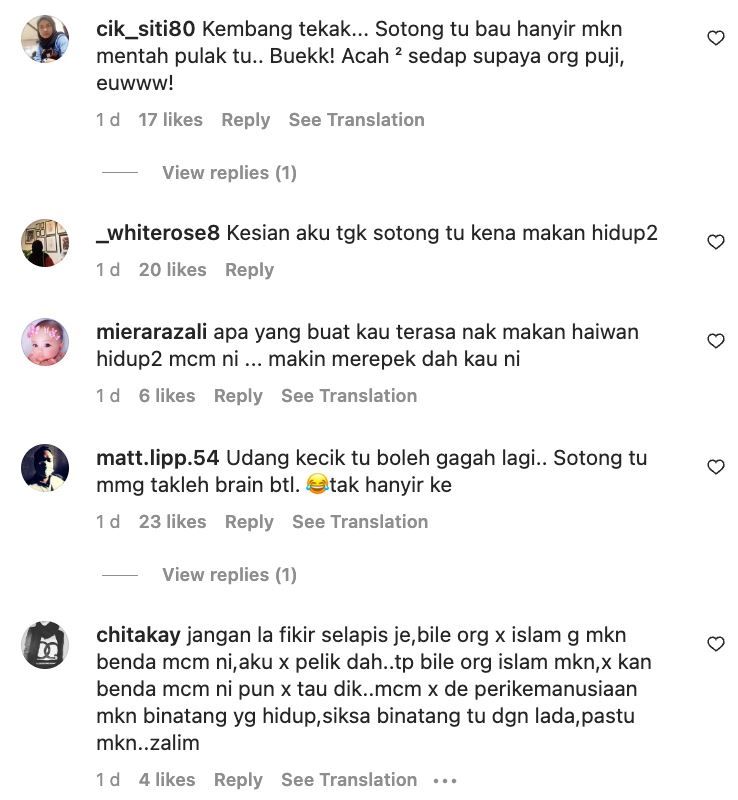 “yakinnya kamu,” makan sotong dan udang hidup, masya masyitah diserang netizen lagi