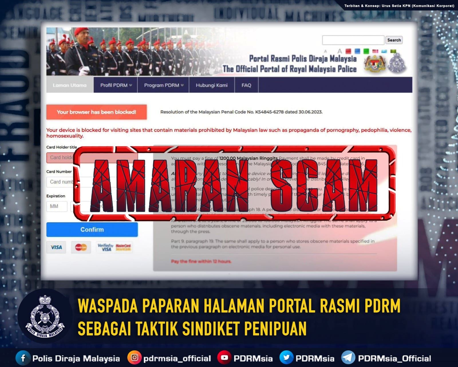 polis beri amaran scam guna paparan mirip website pdrm 