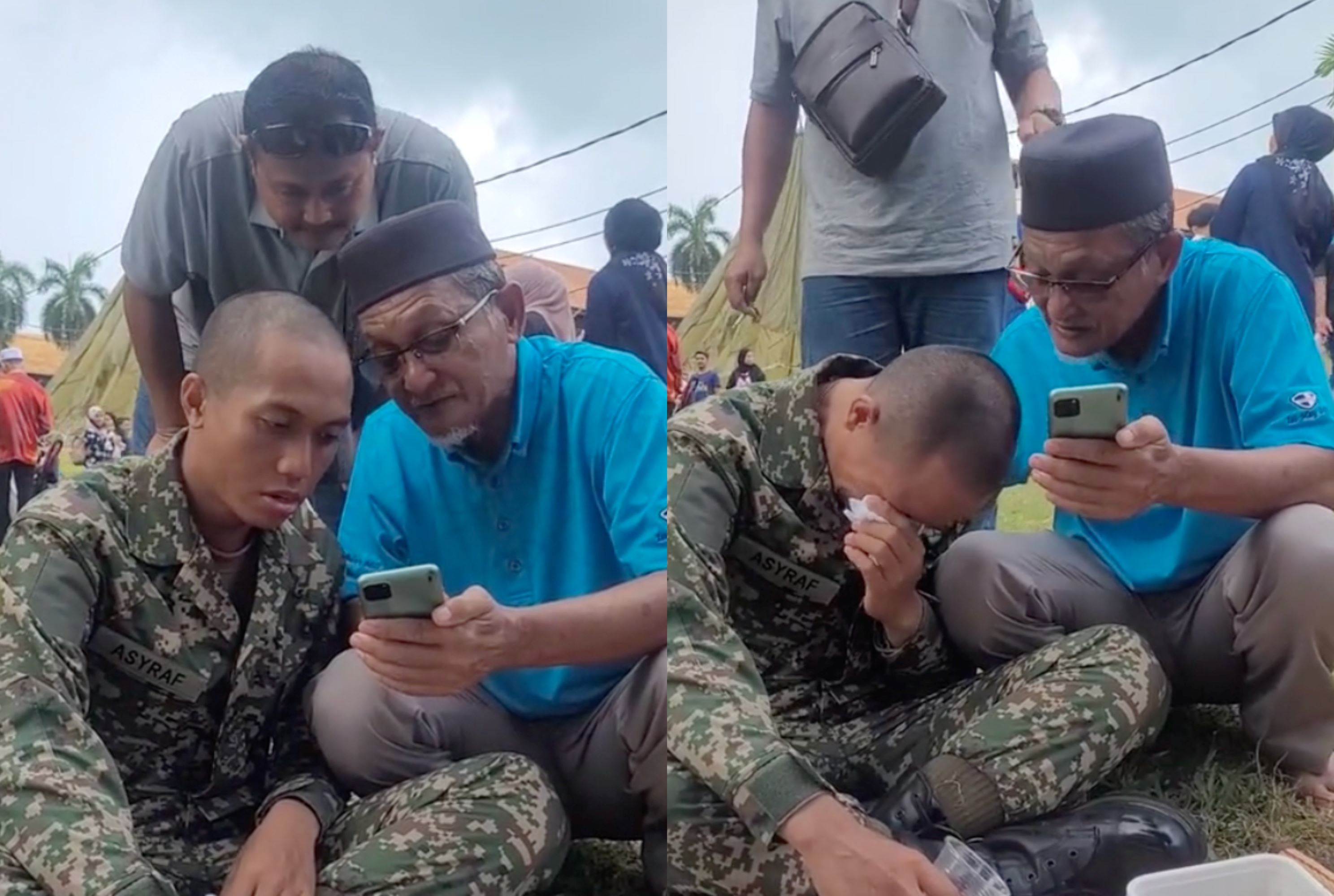 soldier grandson cries during meal when he learns of grandmother's passing, touching many hearts