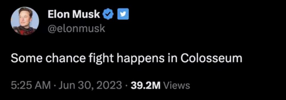 elon musk bayangkan pertarungannya bersama mark zuckerberg berlaku dalam colosseum, rom