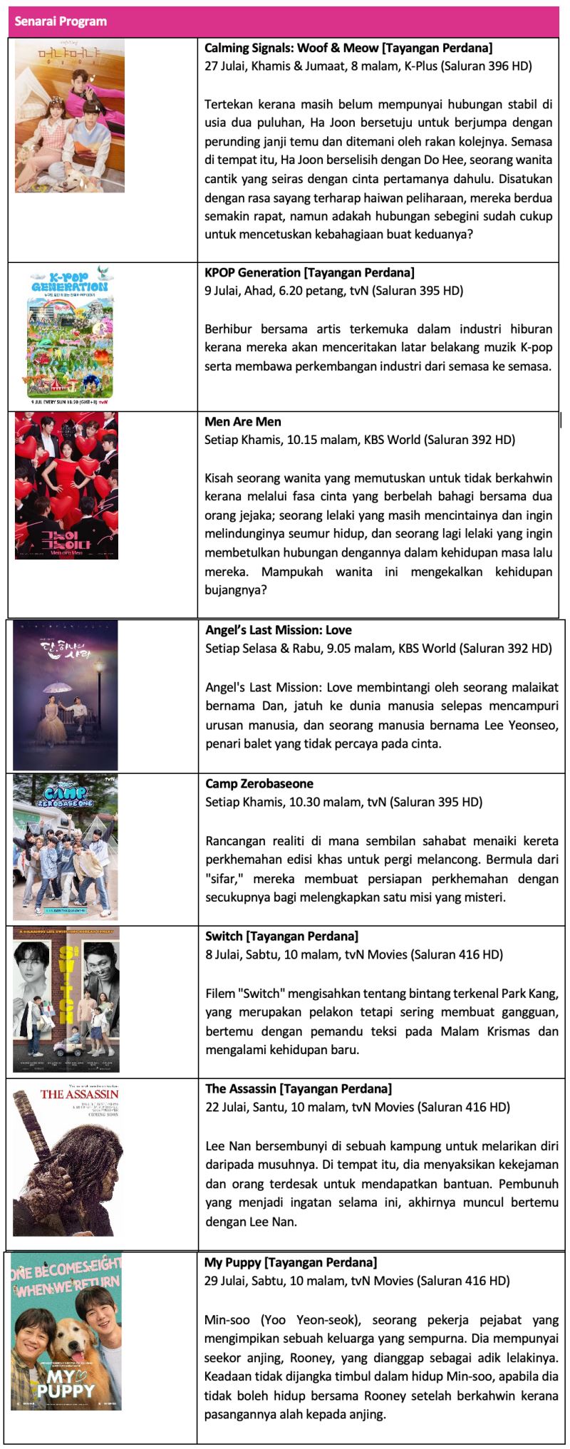 ini antara program terhangat korea di astro sepanjang julai 