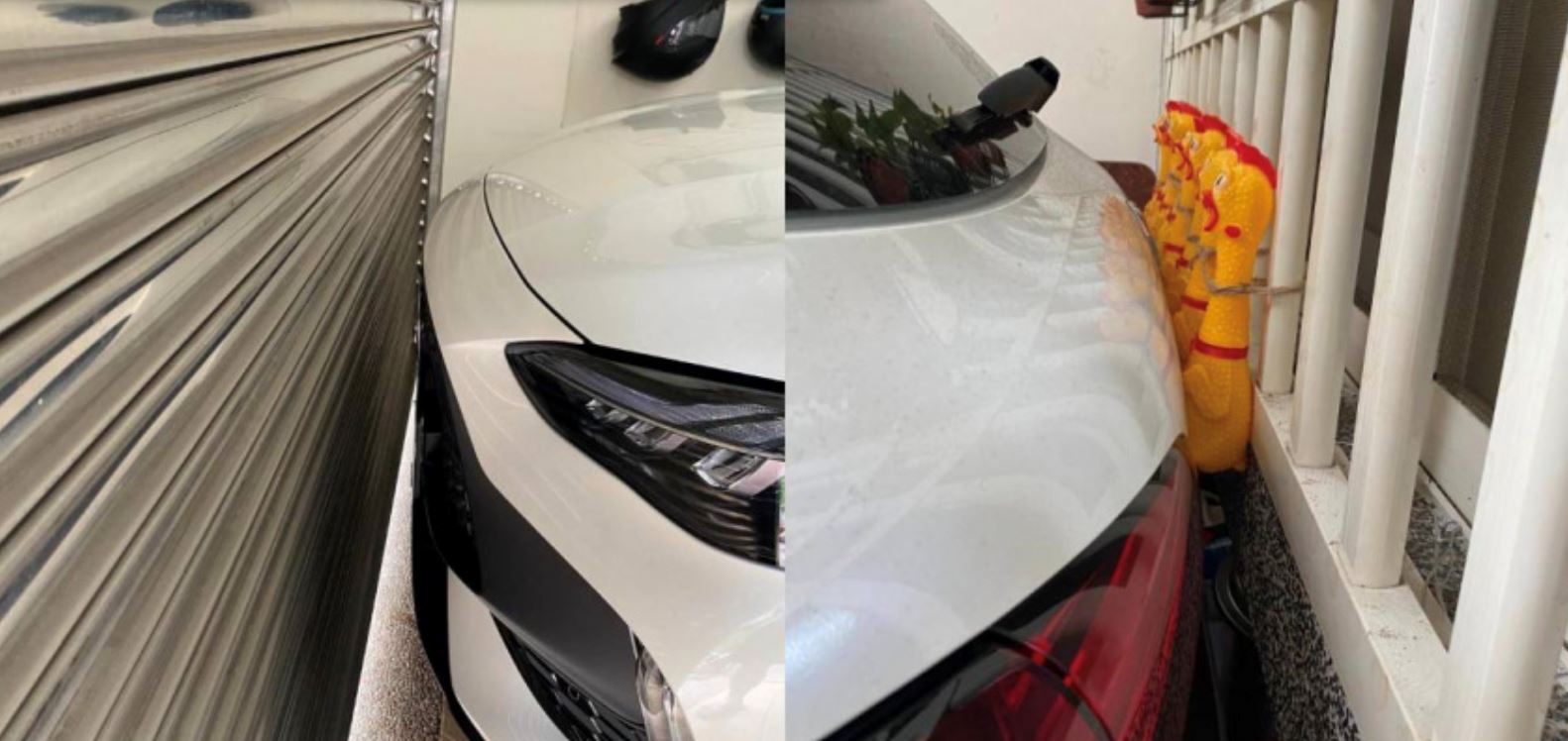 taiwanese man got creative, installs 8 “screaming chickens” to avoid hitting gate in tight garage