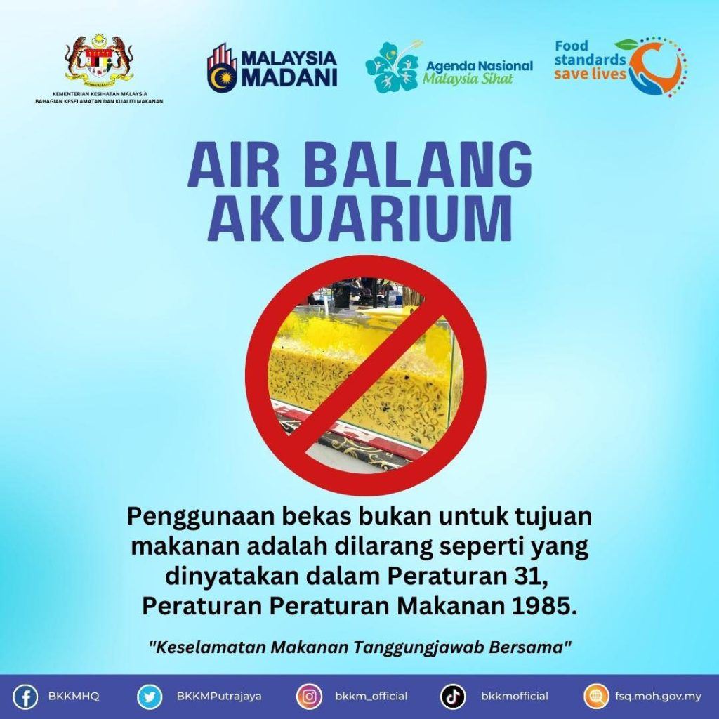 kkm larang jual air guna bekas akuarium, boleh beri kesan pada kesihatan!
