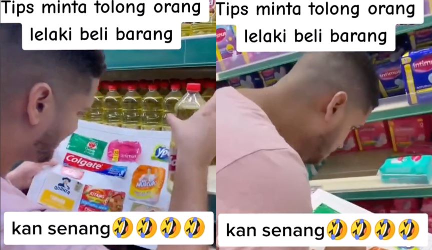 a genius trick! wife gets husband to buy the correct household items with pictured grocery list! 