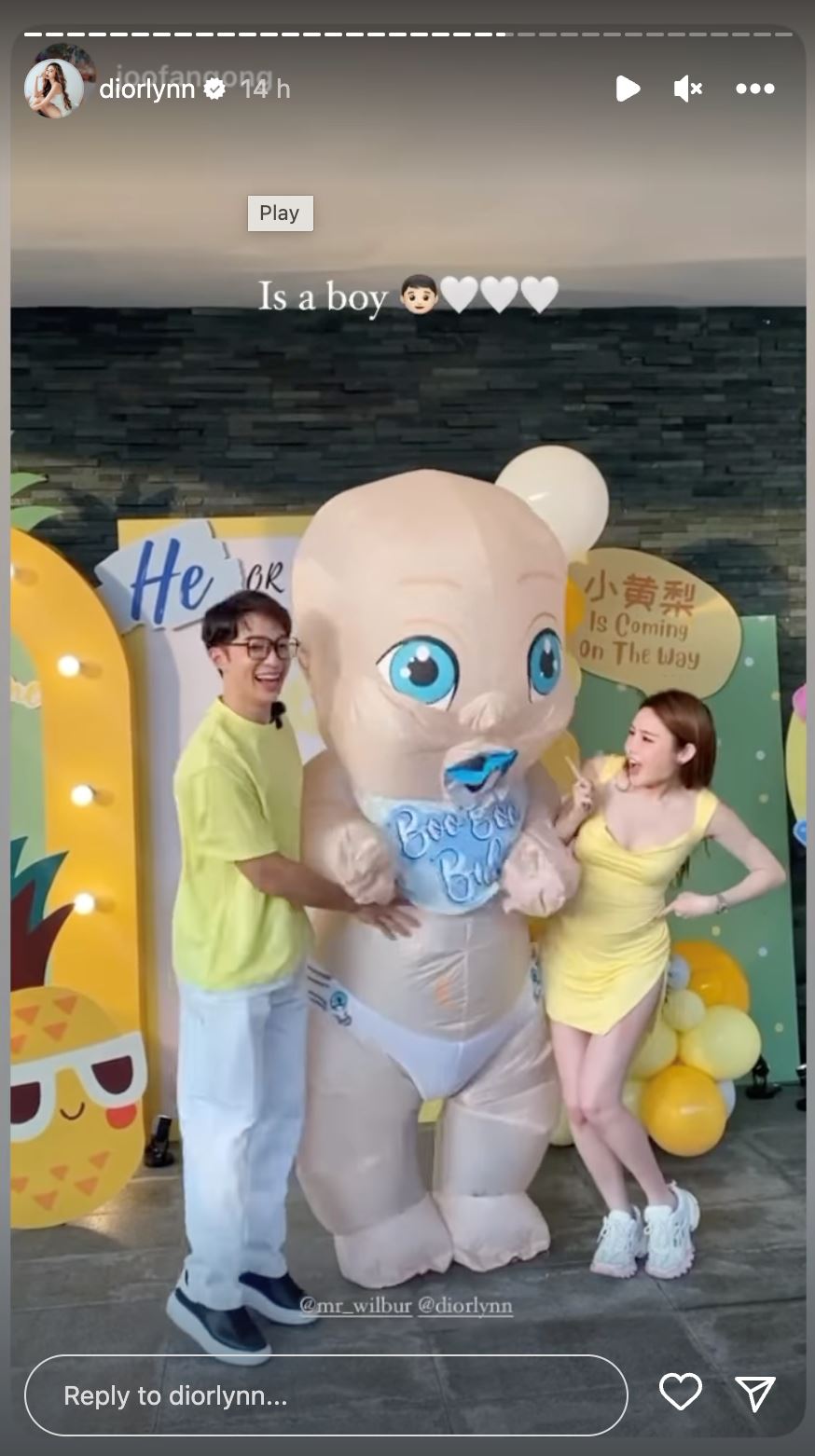 👶恭喜恭喜❗️diorlynn玲玲和达达宣布怀上男宝宝呀💙