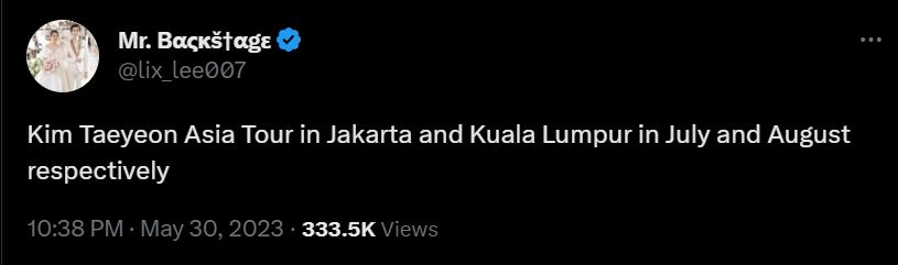 网传泰妍8月来马开唱！巡回演唱会韩国6月开跑！