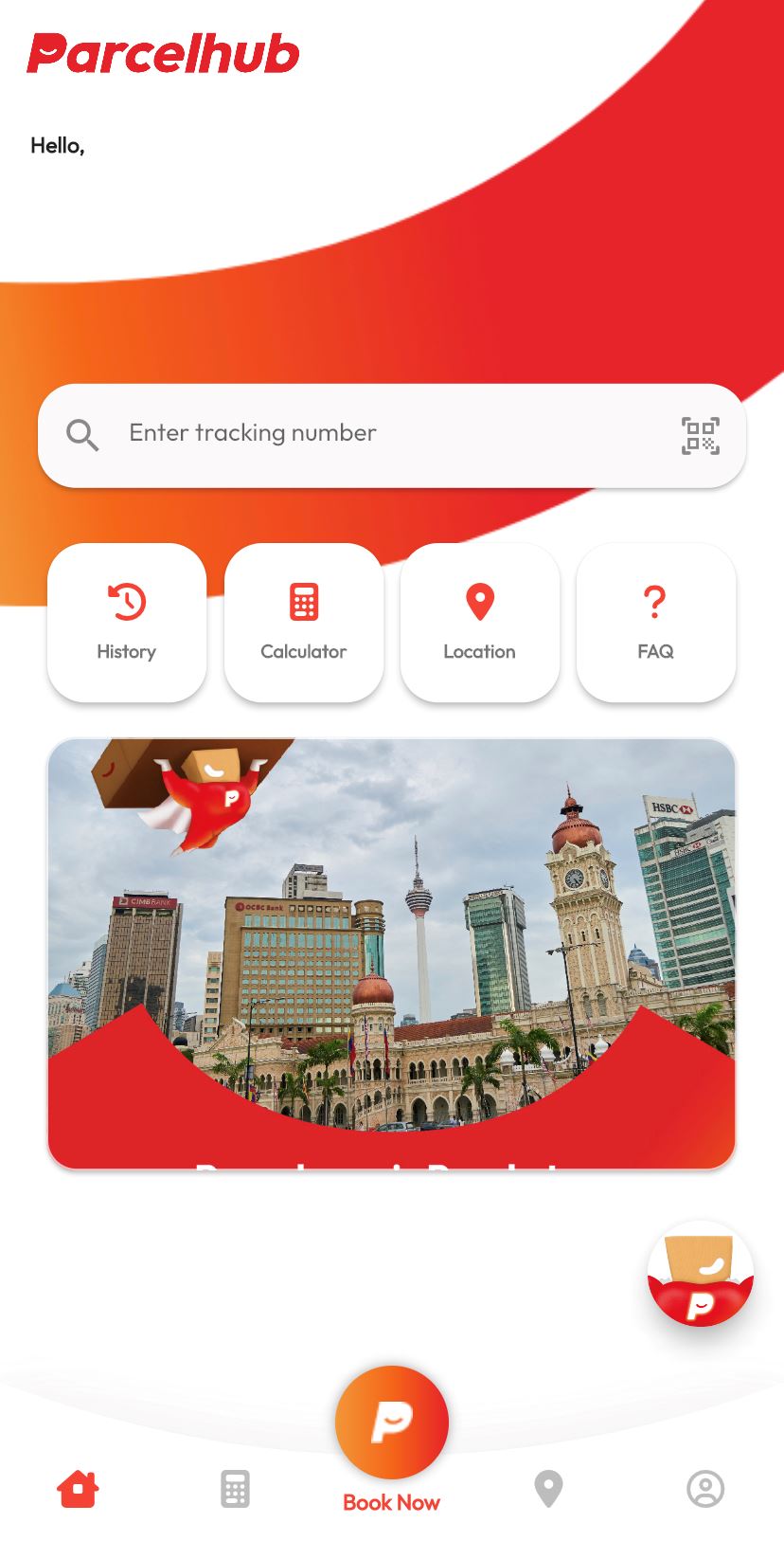 Parcelhub app interface