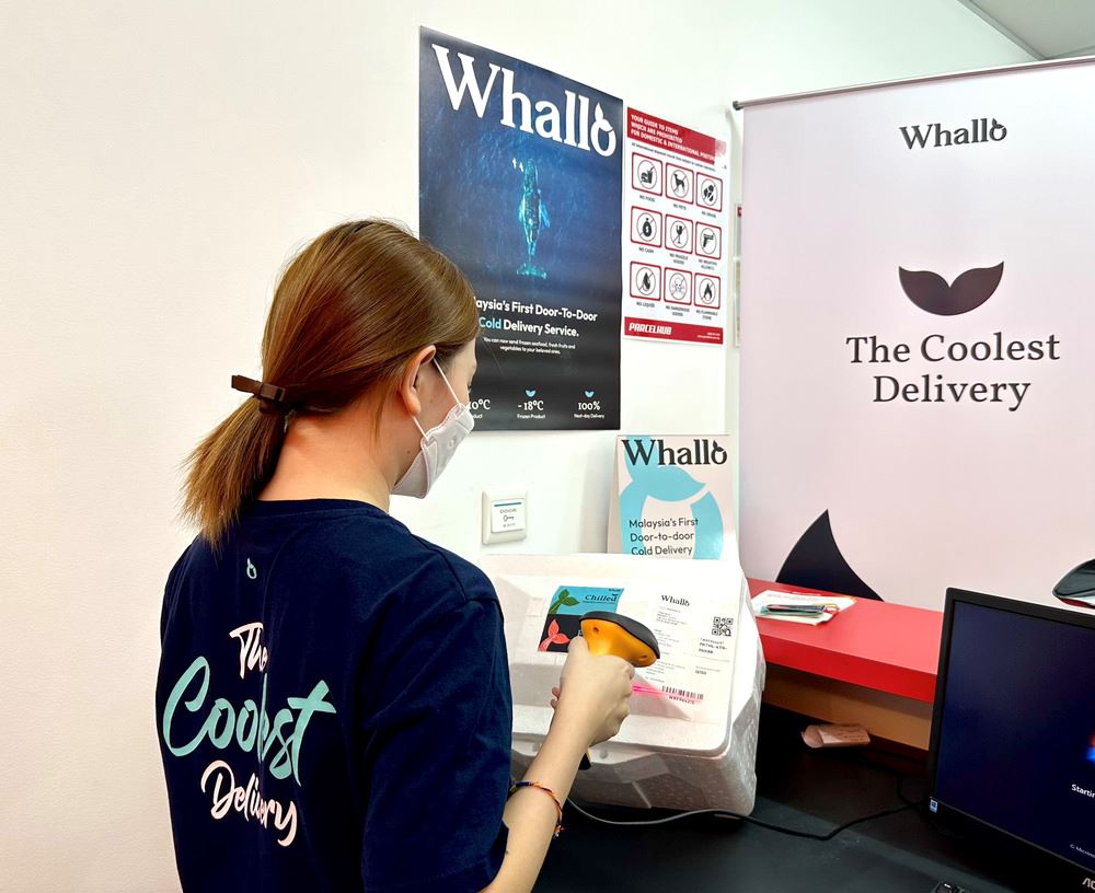 Woman scanning a label