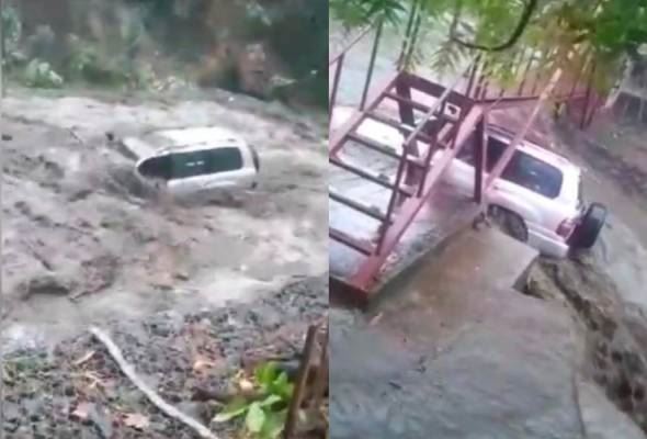 polis nafi video viral suv dihanyut air berlaku di tapah