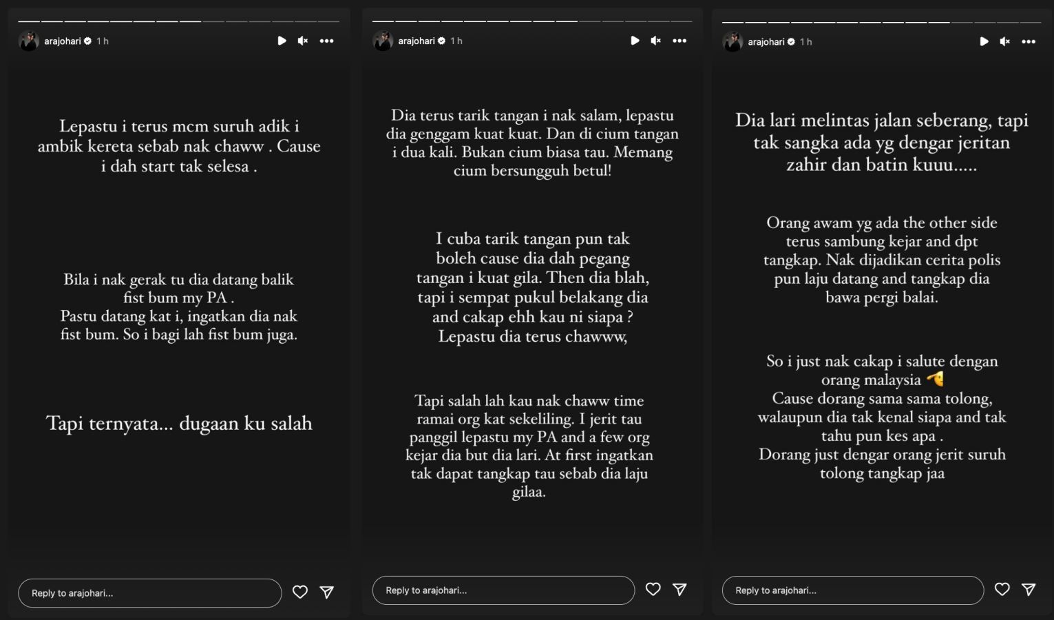 tangan dicium lelaki tak dikenali, ara johari kongsi detik cemas belakang pentas