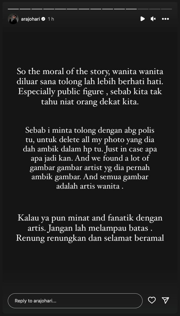 tangan dicium lelaki tak dikenali, ara johari kongsi detik cemas belakang pentas