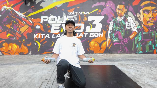 polis evo 3 diabadikan dalam mural gergasi di bandar kuala lumpur